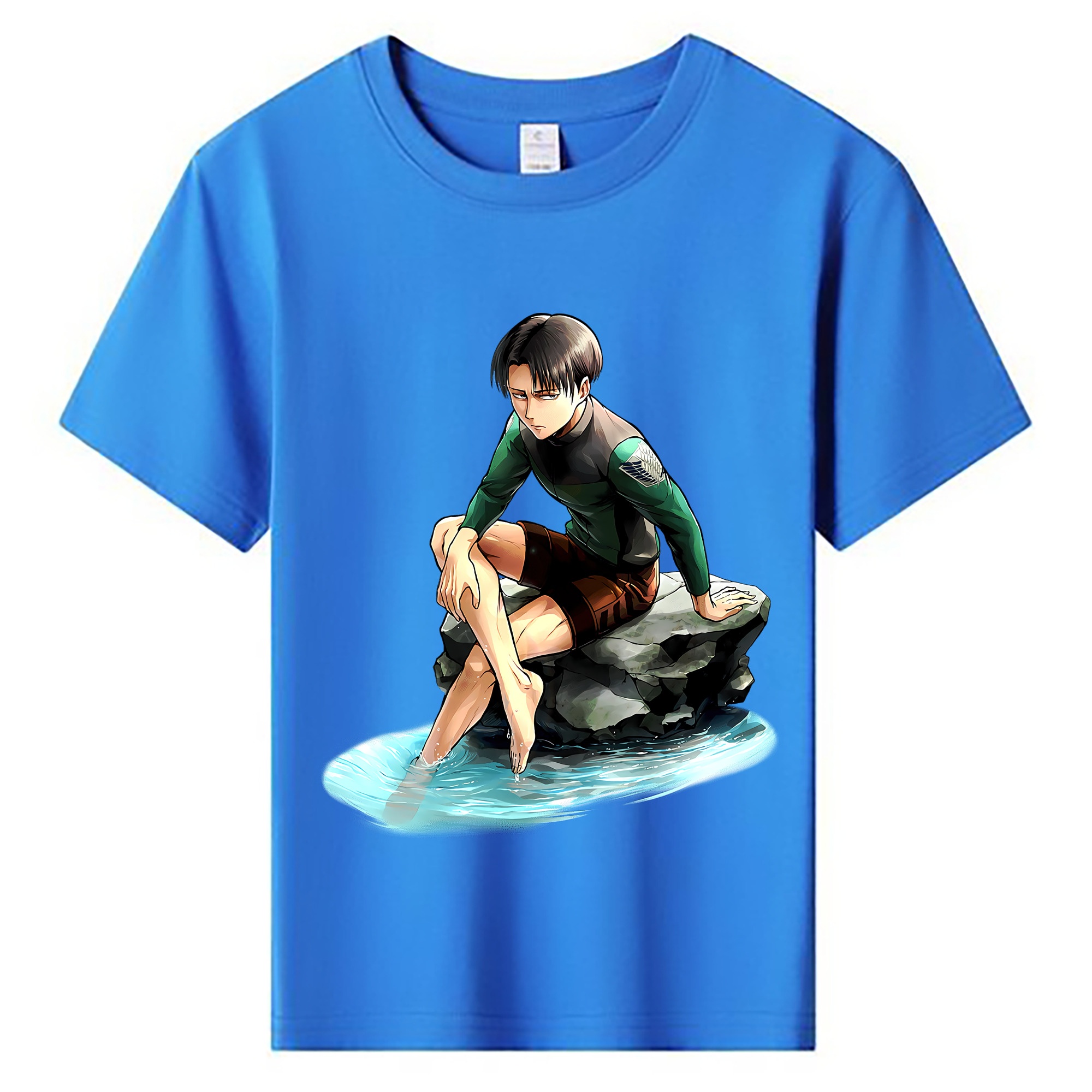 （画像用） 進撃の巨人 リヴァイ·アッカーマン Attack on Titan Levi Ackerman 綿100％キッズTシャツ（フロントプリント）